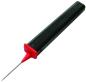Preview: Gamma Pathfinder stringing awl closed in angled view with black handle, red guide and fine metal needle