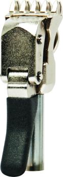 Preview: Gamma X-6 FC Pro fixed clamp in front view with toothed clamping surface and black operating lever