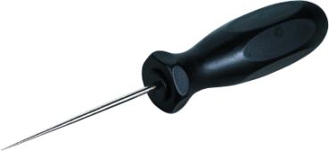 Gamma stringing awl in straight version in angled view with long slim metal tip