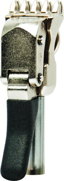 Gamma X-6 FC Pro fixed clamp in front view with toothed clamping surface and black operating lever