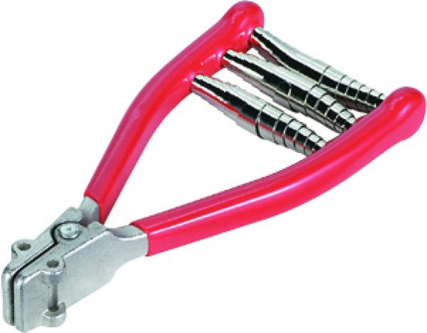 Gamma starting clamp with red rubberized handles, three springs and coated gripping surface