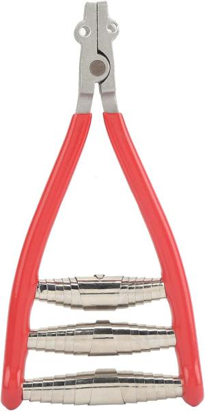 starting clamp sandard front view with red handle coating, three springs and metal clamping head