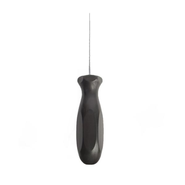 Gamma stringing awl in straight version with black ergonomic handle and slim metal tip