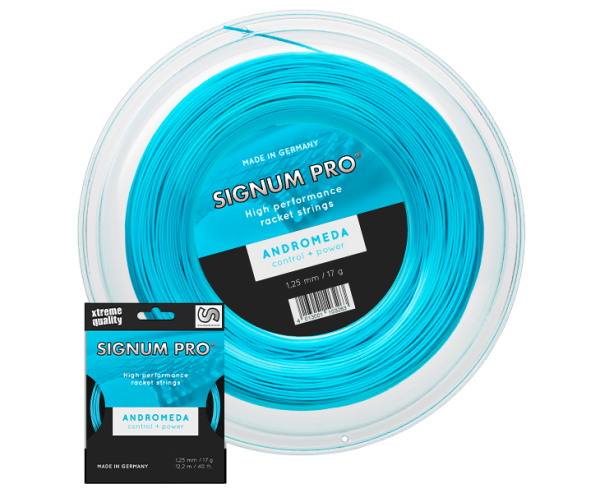Blue Signum Pro Andromeda tennis string with string set and 200 m reel